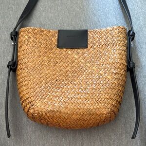 All Saints Brown Woven Crossbody Bag